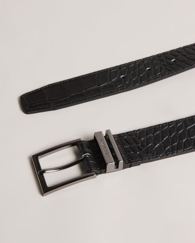 Ceinture Ted Baker Croc Effect Leather Noir Homme | VVM-31677178